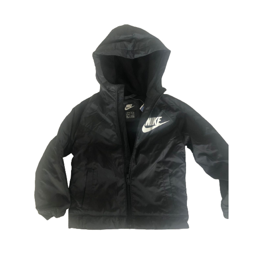 New! Nike Boy's Colorblock Zip Front Hooded Jacket Size 4 Black